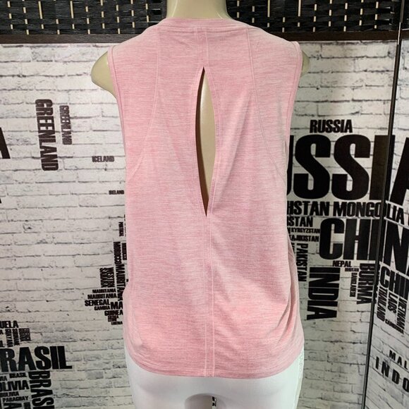 Reebok XL Zephyr Pink Heather Crew Neck Back Cut-Out Moisture Wicking Muscle Tee - Picture 4 of 6